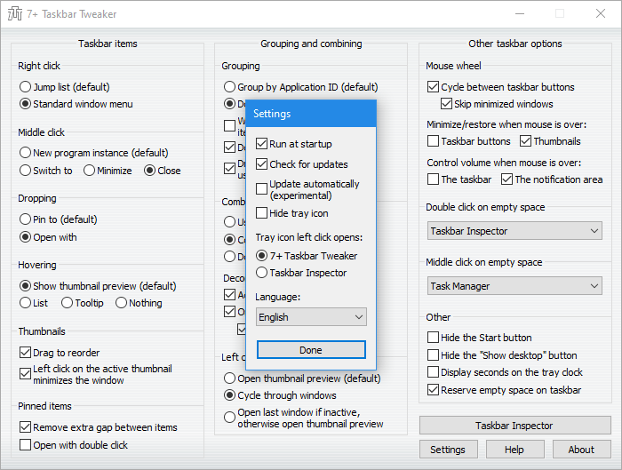 7+ Taskbar Tweaker